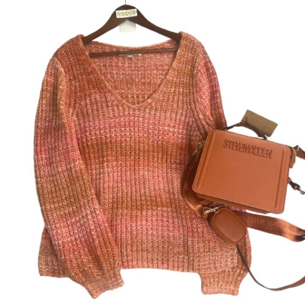 LOFT coral knit sweater // XL